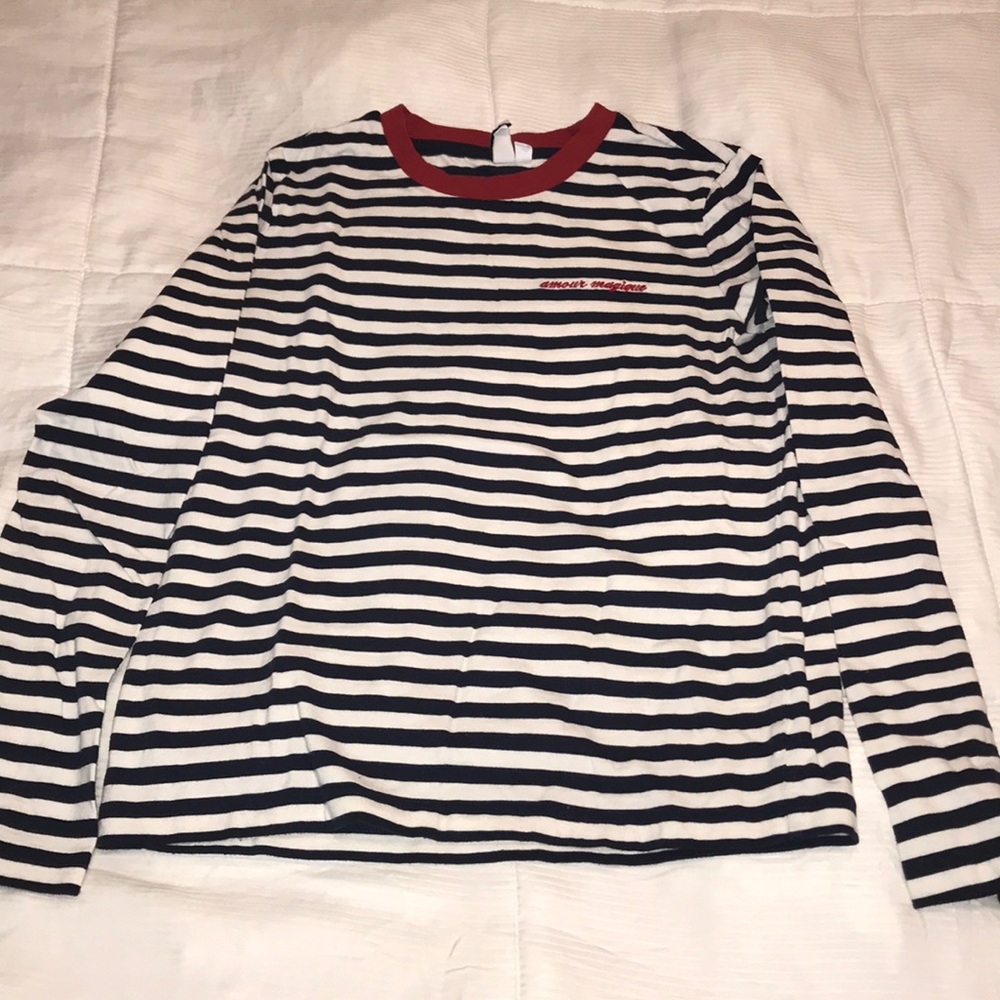 Striped long sleeve Tee blue and white